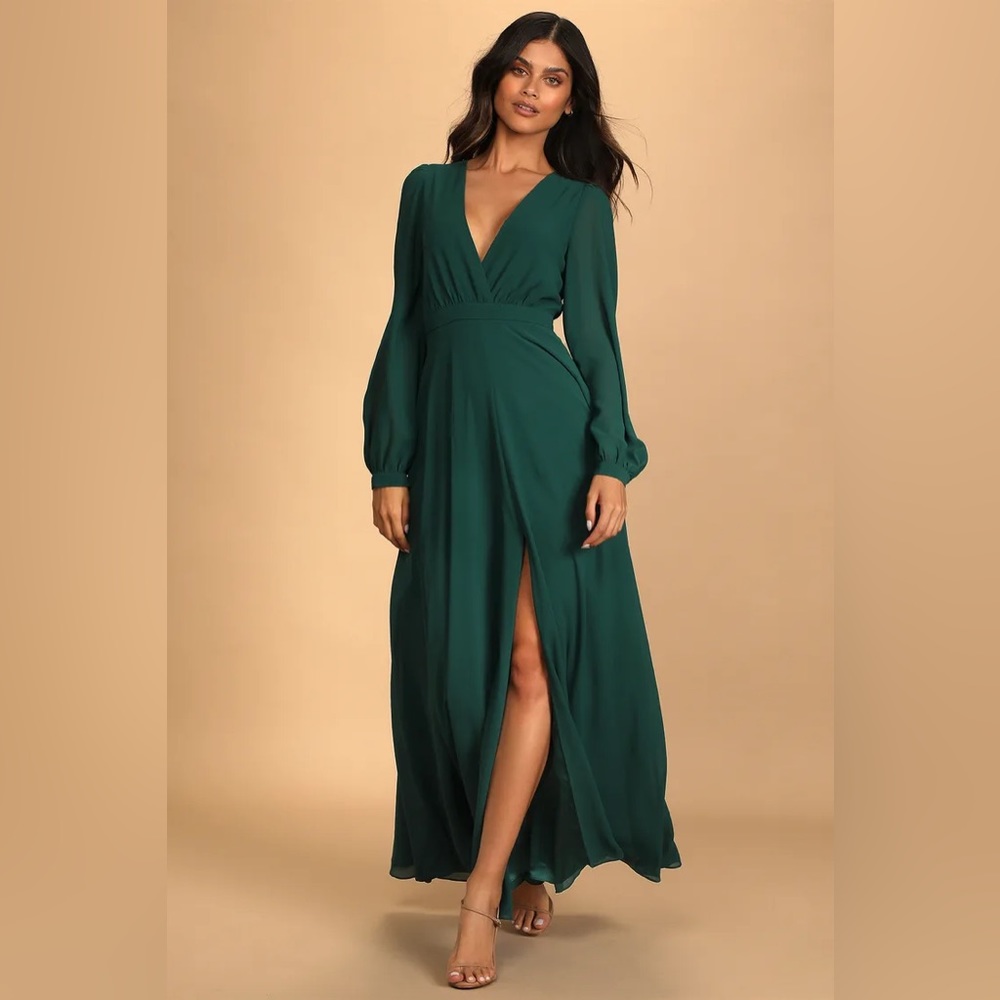 Hunter Green Long Sleeve Maxi Dress